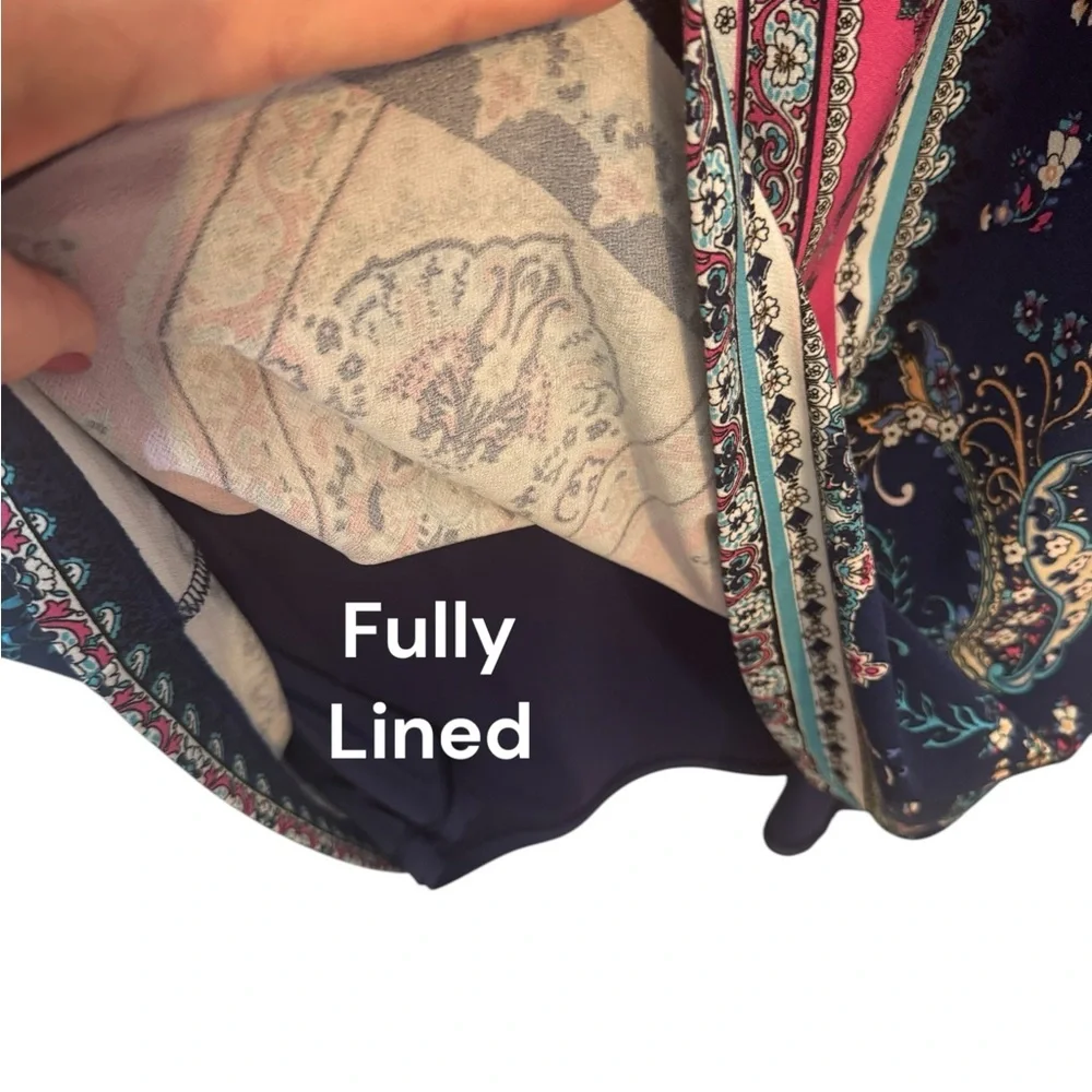 ❤️GORGEOUS SPRING/SUMMER Chico's Blue/Pink Print  Dress  MEDIUM 8/10   #CL - Picture 5 of 9